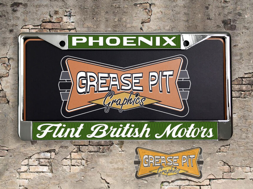 Flint British Motors License Plate Frame Phoenix