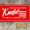 A newly produced vintage style tribute Bill Knafel Pontiac Dealer License Plate Insert for your Hot Rod, Vintage Classic car, or Muscle car.