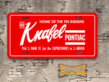 A newly produced vintage style tribute Bill Knafel Pontiac Dealer License Plate Insert for your Hot Rod, Vintage Classic car, or Muscle car.
