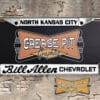 A vintage style reproduction dealership license plate frame for the Bill Allen Chevrolet Dealership of North Kansas City, Missouri . This reproduction dealership license plate frame will look great bolted on to your Classic Chevy whether it’s a Cruiser, a Hot Rod or a Muscle Car.