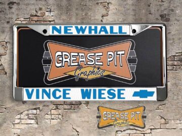 Reproduction Vince Wiese Chevrolet license plate frame Newhall