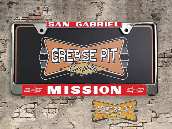 Reproduction Mission Chevrolet License Plate Frame San Gabriel