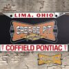 Reproduction Coffield Pontiac License Plate Frame Lima