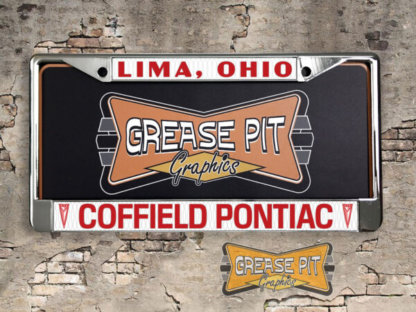 Reproduction Coffield Pontiac License Plate Frame Lima