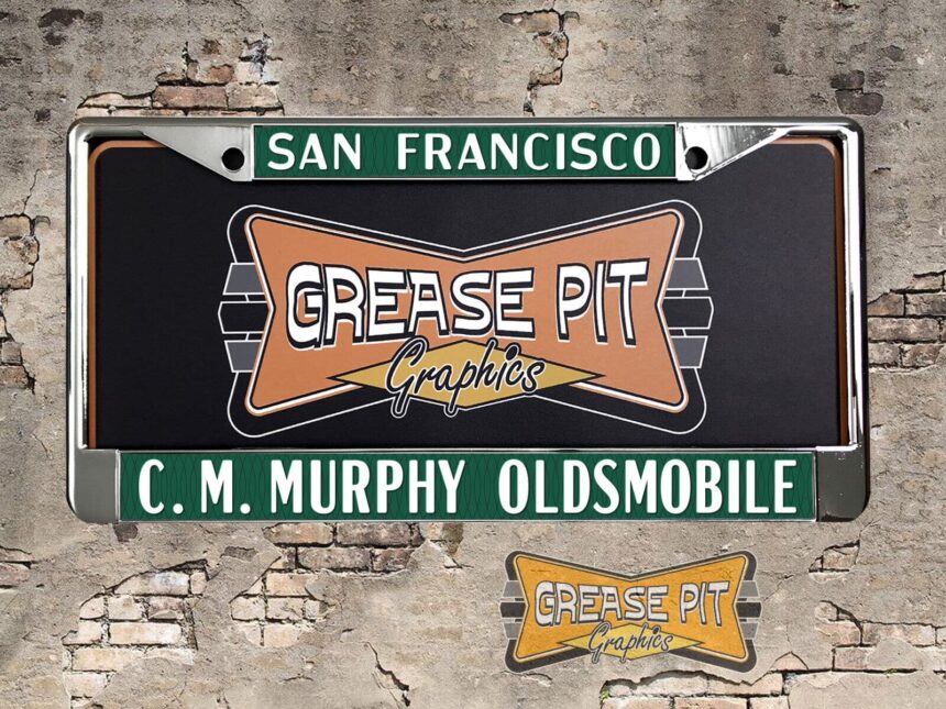 Reproduction C M Murphy Oldsmobile License Plate Frame San Francisco