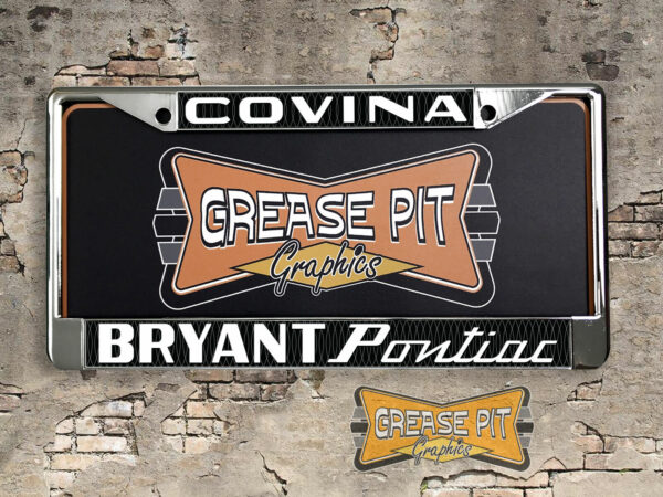 Reproduction Bryant Pontiac license plate frame Covina