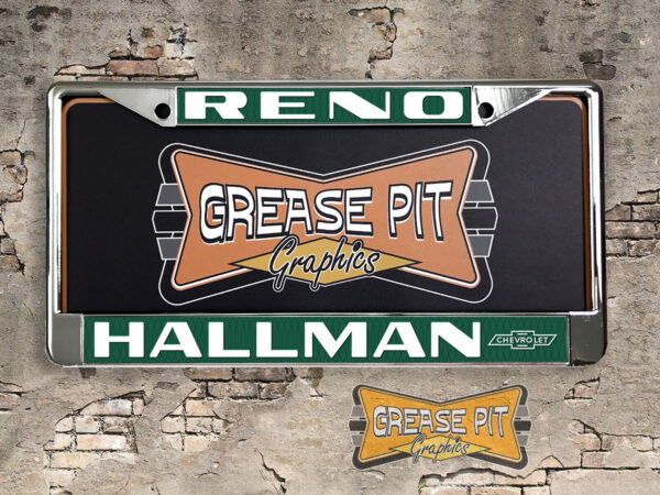 Reproduction Hallman Chevrolet license plate frame Reno